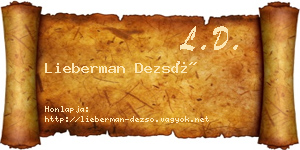 Lieberman Dezső névjegykártya